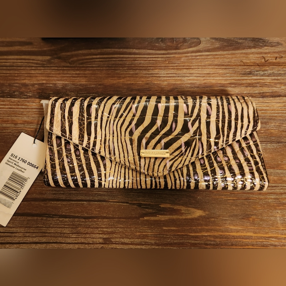 SOLD---Brahmin Veronica Spirit Wallet in Brown Zebra Stripes
